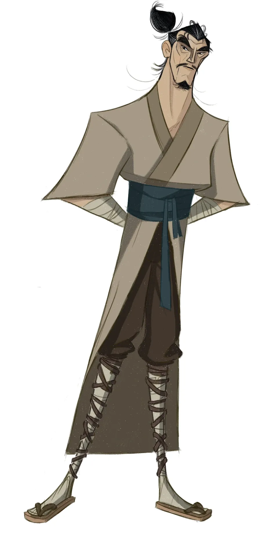Tengu no Uta — final colour design of Hisashi in his beige kimono and blue sash